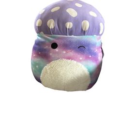 SQUISHMALLOWS 16 Inch Mushroom “UNAI” Purple Polk-a-Dot New With Tags KellyToy