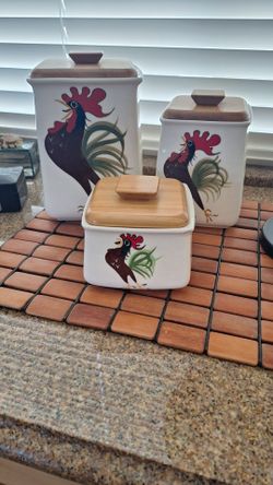 Rooster vintage Ceramic Canister Set of 3