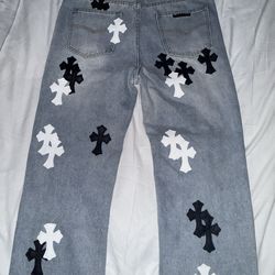 CHROME HEART JEANS & HAT