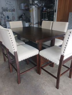Counter Height Dining Table Set with 6 Chairs