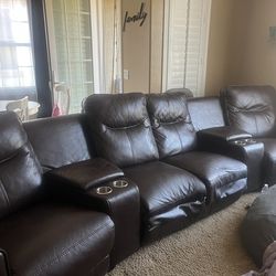 Leather reclining couch