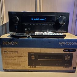 Denon Bluetooth WI-FI Heos AVR X3500H 7.2 Channel Full 4K  Ultra HD AV Receiver With Remote  AM FM Antennas