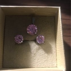 Pink Sapphire Earring And Pendant Set