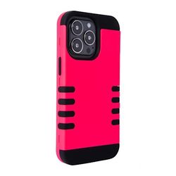 Pink black IPhone 13/13 Pro Safeguard Wireless Charging Compatible Dual Layer Case 