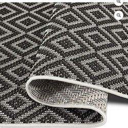 Home Dynamix Tripoli Lydia Modern Diamond Indoor/Outdoor Area Rug, Charcoal/Crem 5.2*8 oval