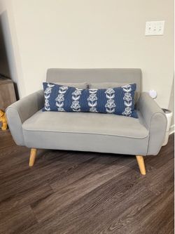 Gray Loveseat Sofa – Velvet Upholstery – $120