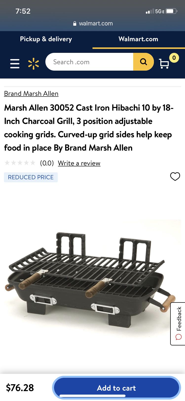 New Hibachi Grill Cast Iron Outdoor Charcoal Cooking Light Portable Charcoal BBQ