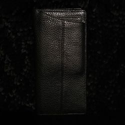 Mens Black Leather Checkbook Size Wallet W/Removable I.D Credit Card Insert NWOT 