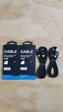 2 Pack C Cable Usb Samsung Charger Fast nylon braided 6.6ft Black