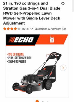 21 in. 190 cc Briggs and Stratton Gas 3-in-1 Dual Blade RWD Self-Propelled Lawn Mower with Single Lever Deck Adjustment