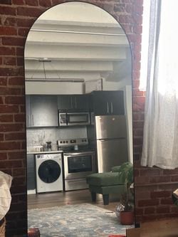 Move out sale- Modern Arched Full Length Floor Mirror – Black Metal Frame