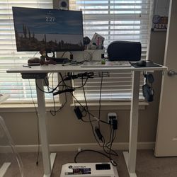 Height Adjustable White Desk 