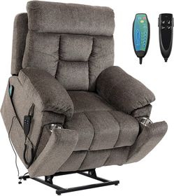 Dual Motor Power Lift Recliner Chair with Massage Heating for Adults Elderly, Electric Lift Chairs Lay Flat Recliners, Infinite Position, 2 Hidden Cup