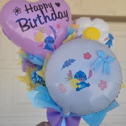 Stitch Small Size Balloon Bouquet Available For Pick Up Or Delivery 🎈🎉💜🩵