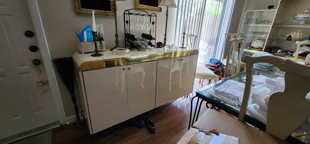 Buffet Table  Brass And Formica 