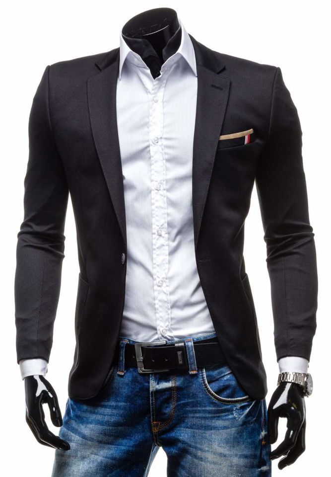 Jacket - black, elegant slim fit, European style. Size: 40 (medium) for ...