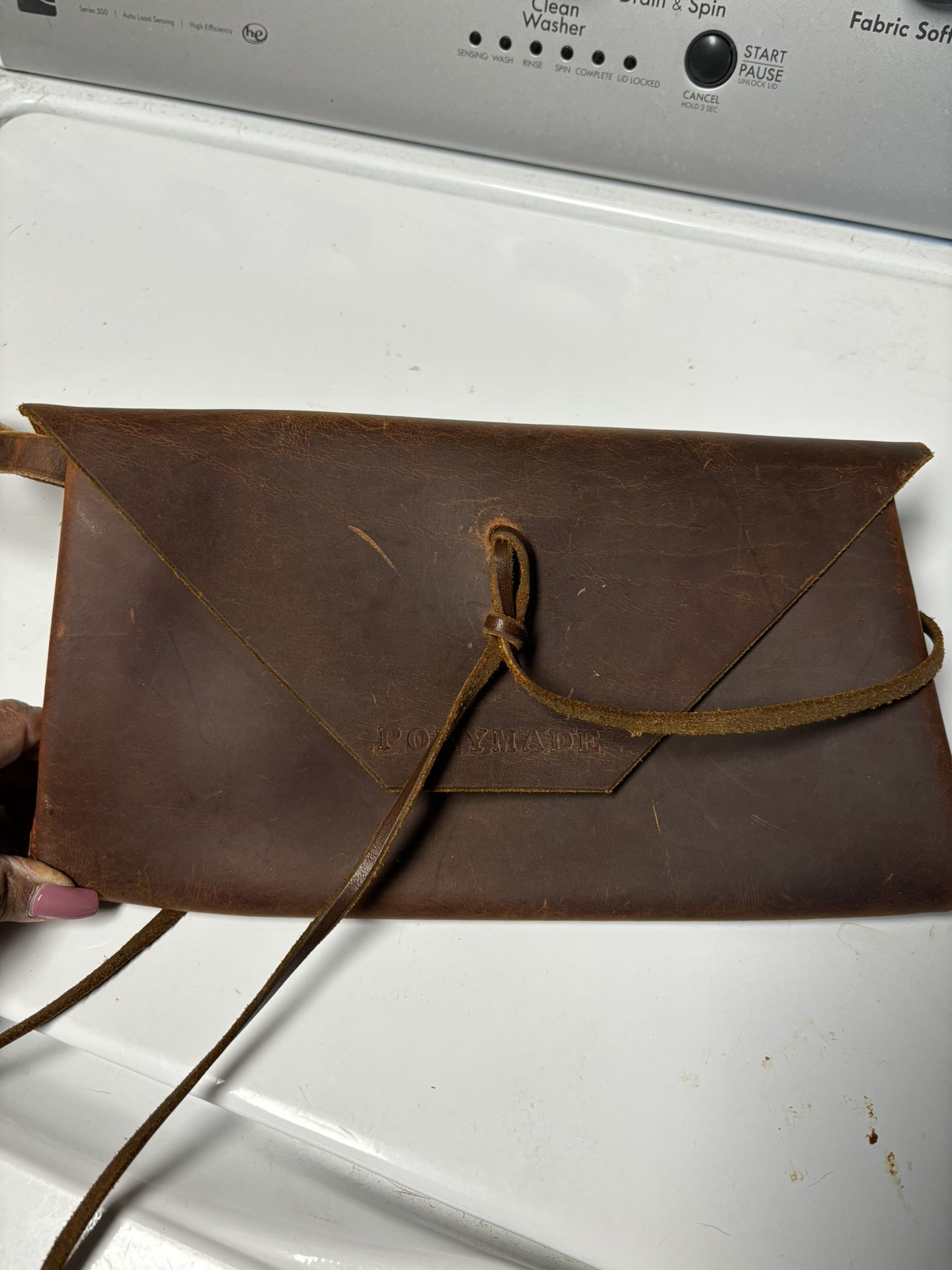 Vintage leather Wristlet Purse Bag