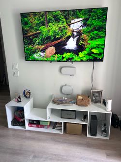 Media Console Floor TV stand w LED lights