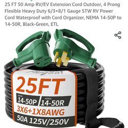 25FT 50 AMP RV/EV OUTDOOR POWER/EXTENSION CORD $60