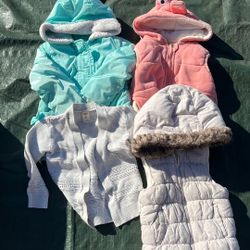 Lot Of 4pcs Toddler Girl Size 4T Winter Clothes Jacket Vest Sweaters