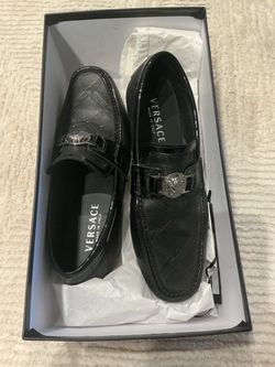 Versace Black Leather Loafers Made in Italy