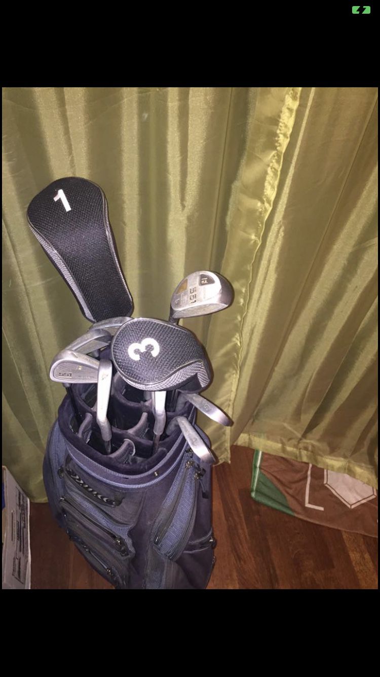 Golf Clubs with caddy bag