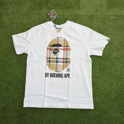 BAPE A Bathing Ape Check by Bathing Tee White/Beige
