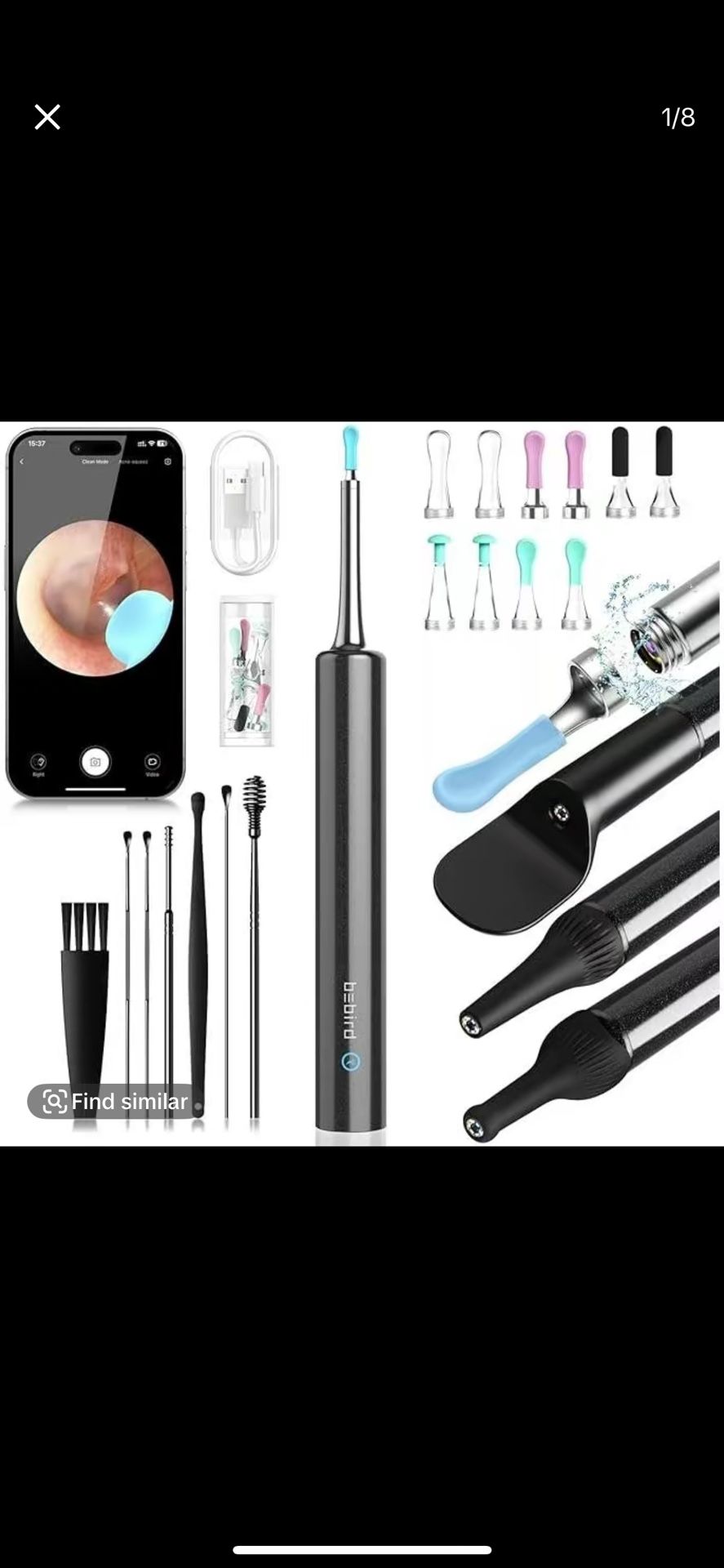 Ear Canal Wax Cleaner with Camera, Bebird C3 EarCamera Wax Removal, 1080p Ear Canal Camera, 7 Earpick, 10pcs Replacement Tips, 3 Inspection Kits, Wax