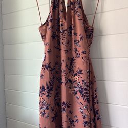 Preowned Express Halter Floral Dress Dusty Pink/Light Mauve-Size 2