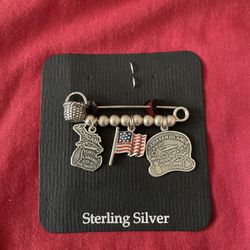 NEW Vintage ALWAYS CHARMING Sterling Silver .925 Safety Pin Brooch With Charms