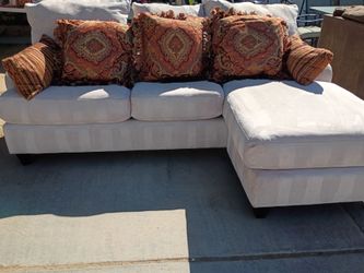 Cream Fabric Sectional Sofa with Chaise