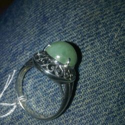 Sterling silver. Jade Ring.very Big Ring.