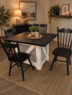 Modern Farmhouse Dining Set – 4 Chairs – Perfect for Small Spaces – Free Local Delivery