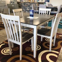 Brody White/Gray 5-Piece Dining Set  /Dining table and Chairs 