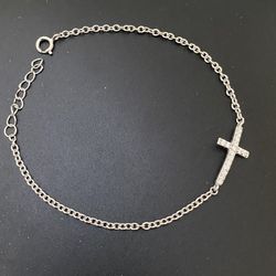 Real 925 Sterling Silver Cross Dainty Bracelet Plata Cruz Pulsera Handmade