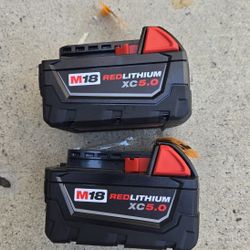 Milwaukee 18v Batteries 5.0 Ah Brand New Price For Both 