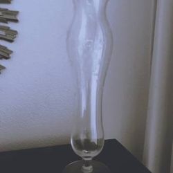Beautiful Vintage 10" Hand Etched Corn Flower Crystal Vase Fluted Top