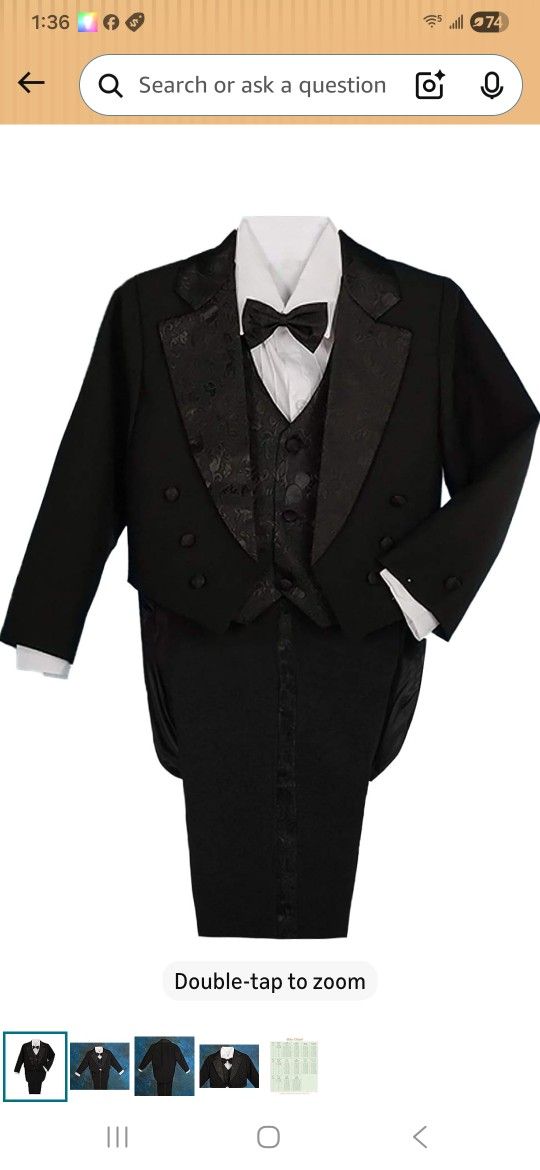 Boys 5 Piece Classic Tuxedo Size 7 $25