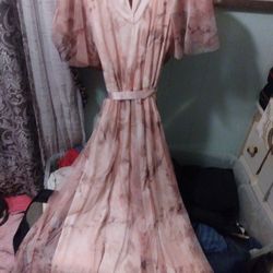 Long Pink Flower Dress