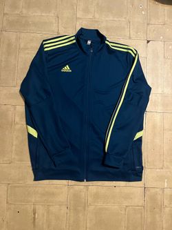 Adidas Tiro track jacket in legend marine blue with hi-res yellow stripes size 2XL