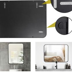 Bathroom Rectangular Mirror Wall Mount Black Metal Frame 22 x 30"