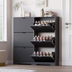 LARGE Shoe Cabinet, Tall Narrow Shoe Storage Cabinet,6 Flip Drawers