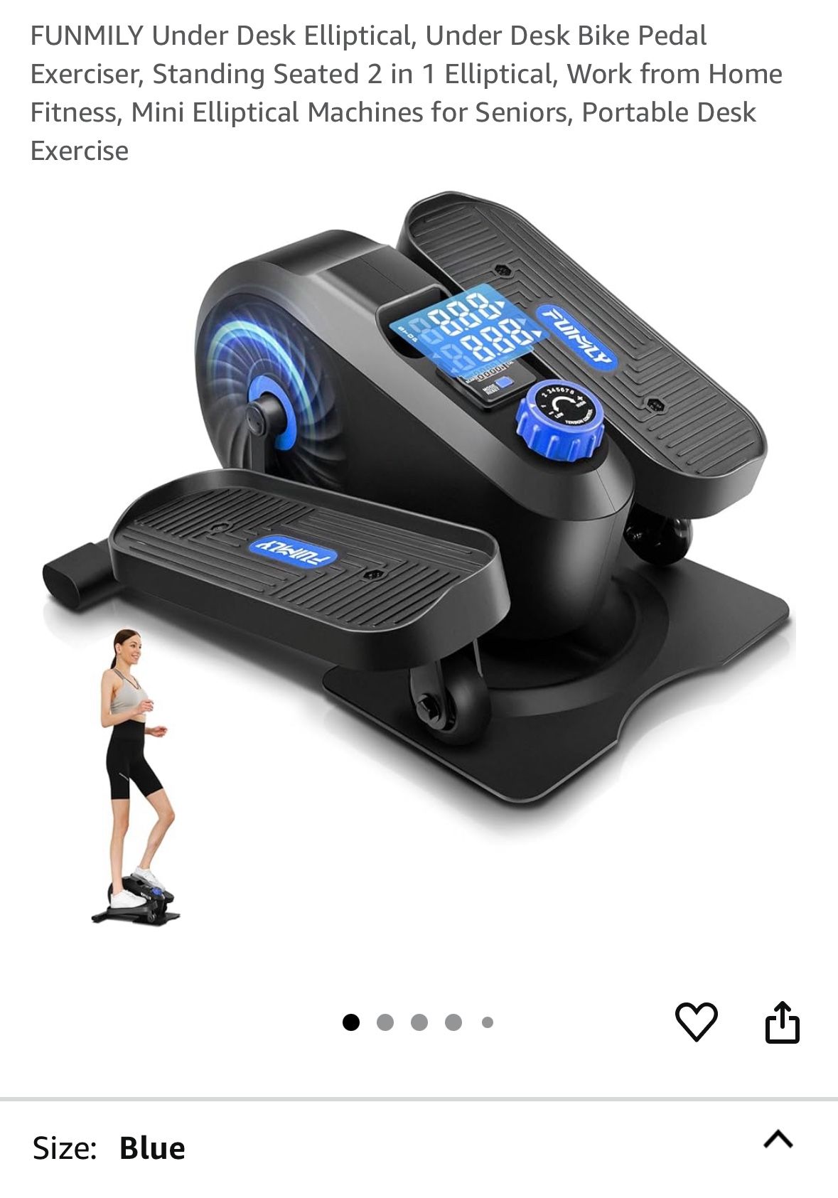 Under Desk Elliptical, Under Desk Bike Pedal Exerciser, Standing Seated 2 in 1 Elliptical, Work from Home Fitness, Mini Elliptical Machines for Senior