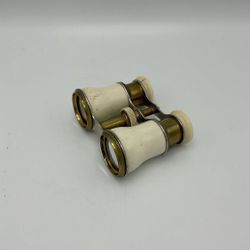 Brass & Ivory-Colored Antique Enamel Opera Glasses