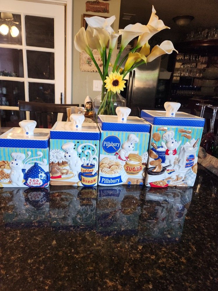 2000 Pillsbury Douhgboy Canister Collection Set.. See Pictures For Details