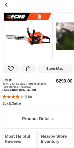 16 in. 34.4 cc Gas 2-Stroke Engine Rear Handle Chainsaw Store SKU# 1005-847-794