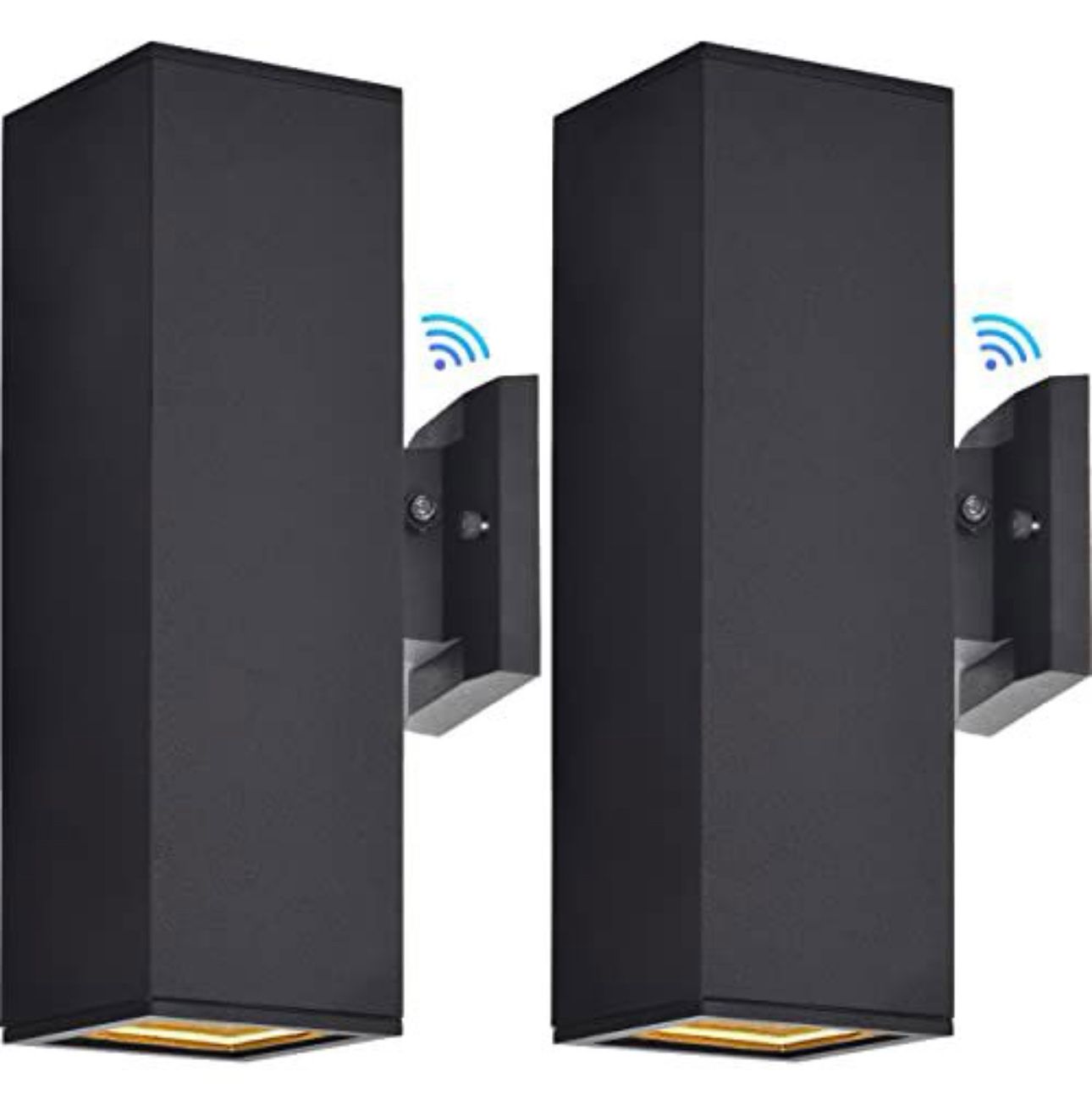 wowlite Outdoor Wall Lights Dusk to Dawn Sensor, 6000K Cool LED Up Down Sconce, IP65 Waterproof 13" Modern Square Matte Black