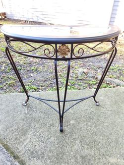 Half Moon Sofa Table With Glass Top 