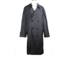 Vintage Y2k Soft Black Military Style Trench Coat Men's Size 40L