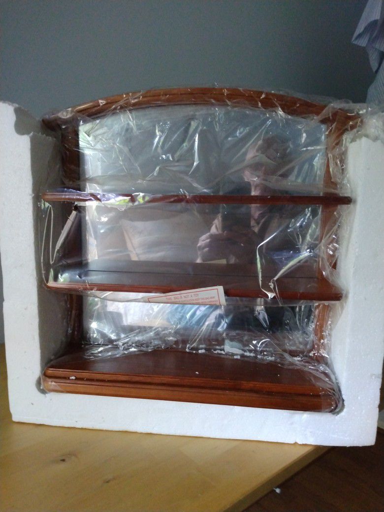 Small Wood Shelf with Mirror New In box 